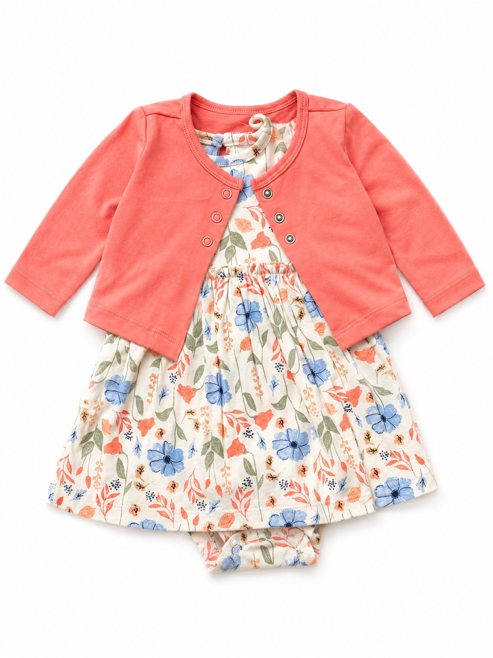 5 for $15! Baby Girl Floral‎ Dress Outfit 3-6M Coral Cardigan Spring Easter